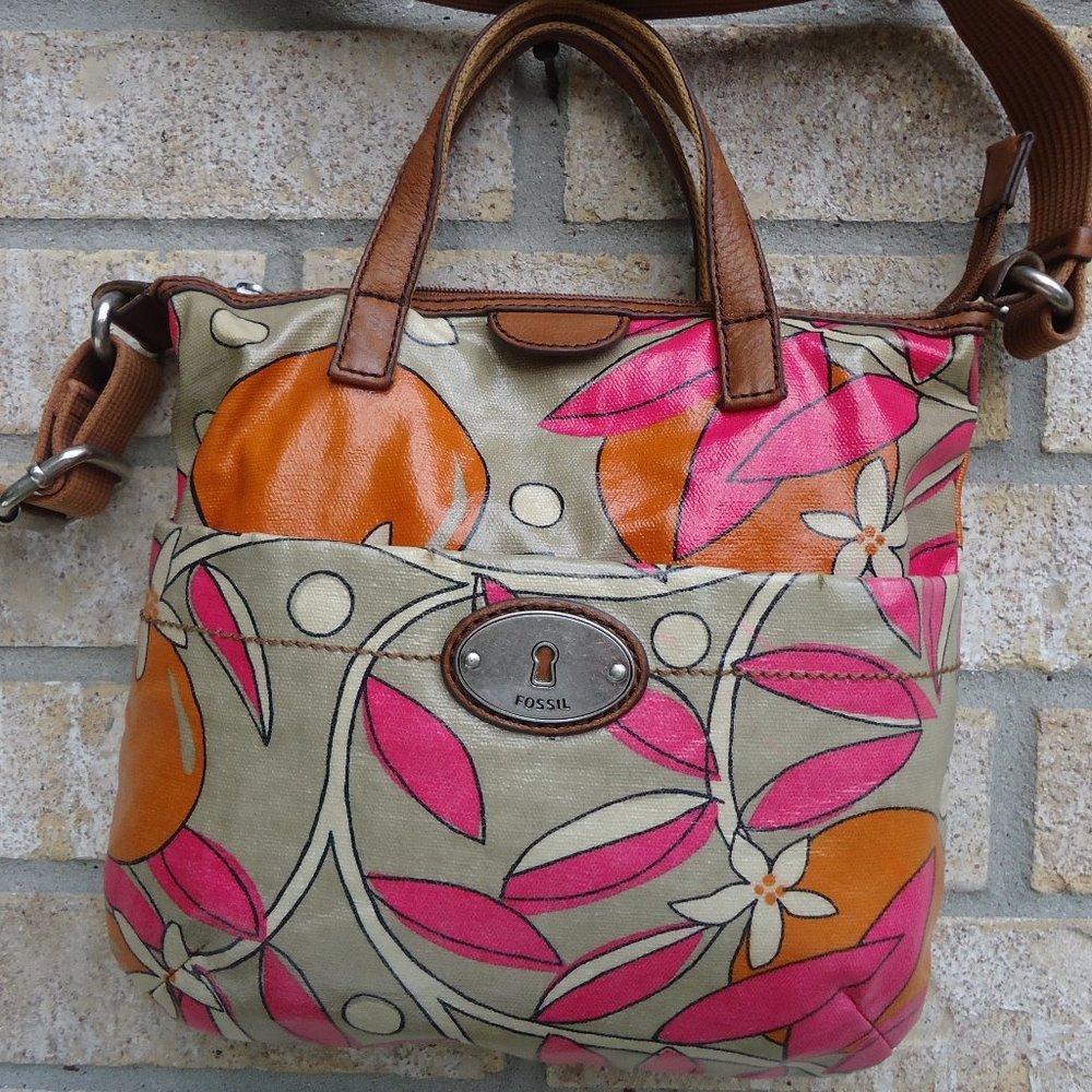 Fossil Vintage Key-Per coated canvas handbag / crossbody bag.